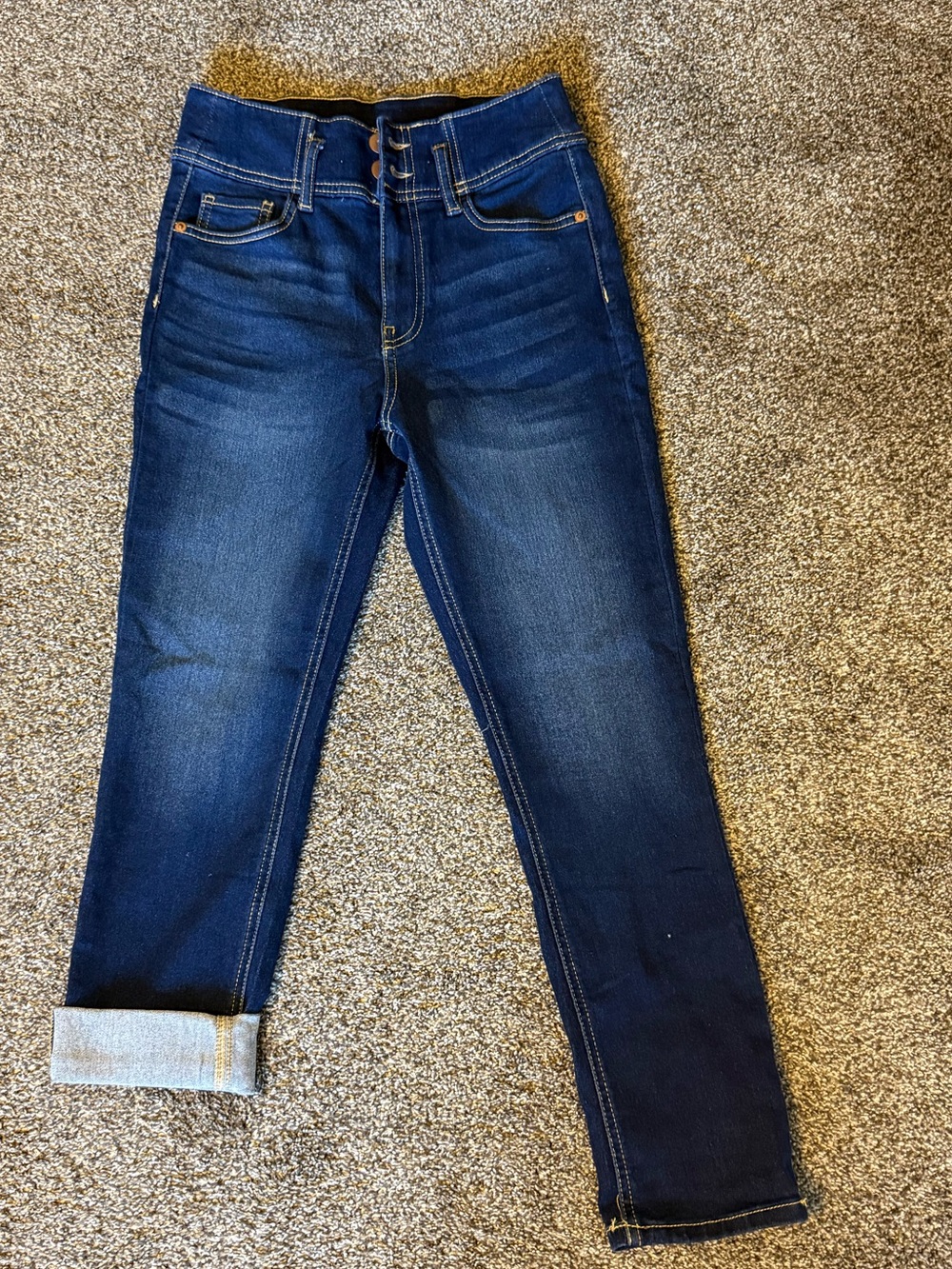 No Boundaries Dark Blue High-Rise Cropped Jeans